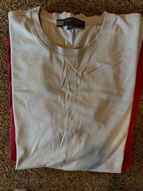 Robert Barakett Light Gray Crew Tee with Red Layer